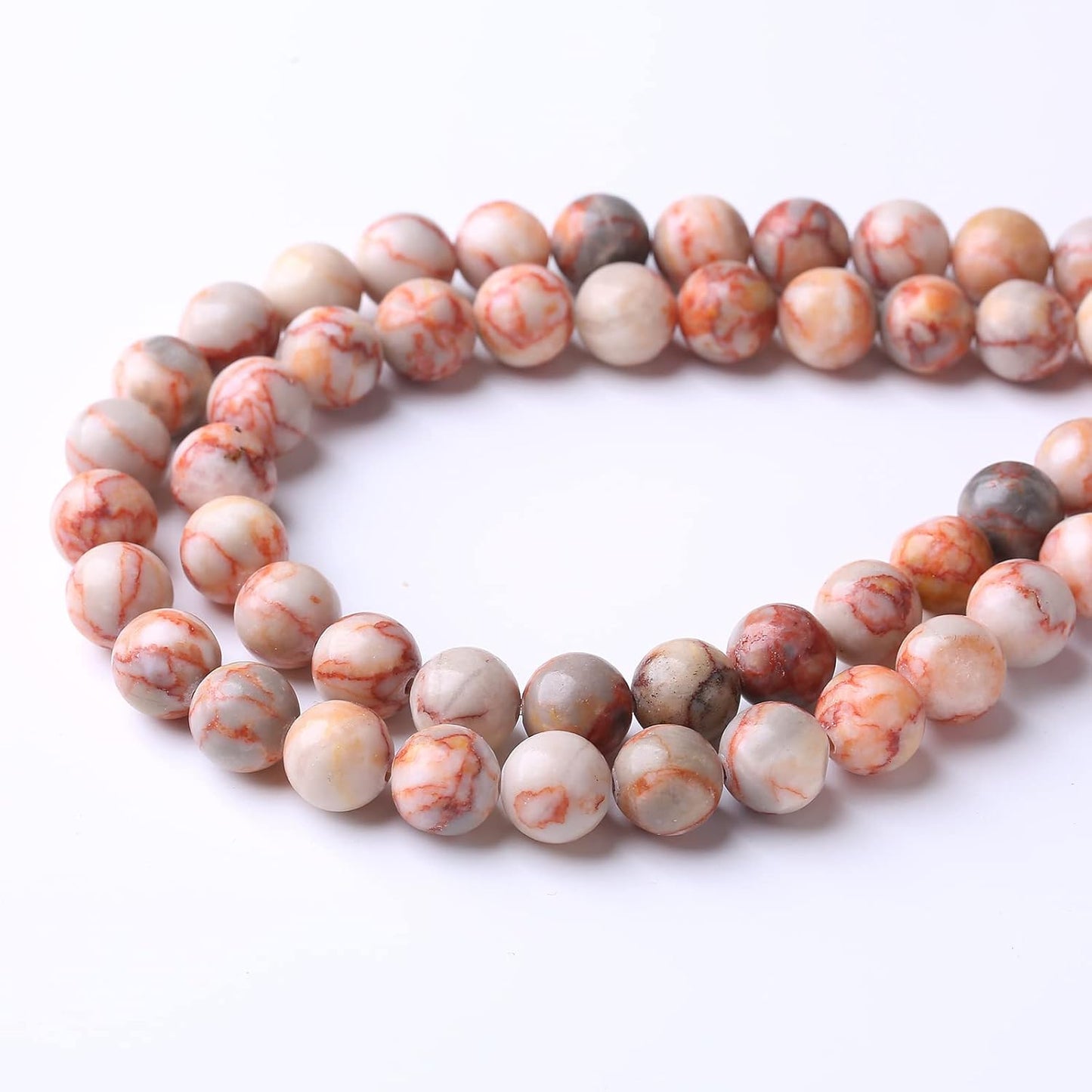 36PCS 10MM Red Network Stone Beads Energy Healing Beads for DIY Jewelry Bracelet Necklace Making for Jewelry Making 15Inch