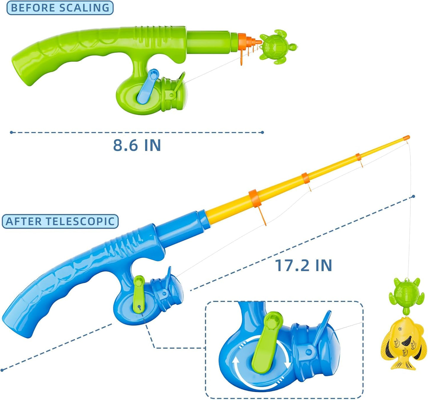 Magnetic Fishing Pool Toys Game for Kids Toddlers, Water Table Bathtub Toy with Pole Rod Net Plastic Floating Fish, Water Bath Pool Outdoor Toys for Kids Toddlers Baby Age 3 4 5 6 Year Old