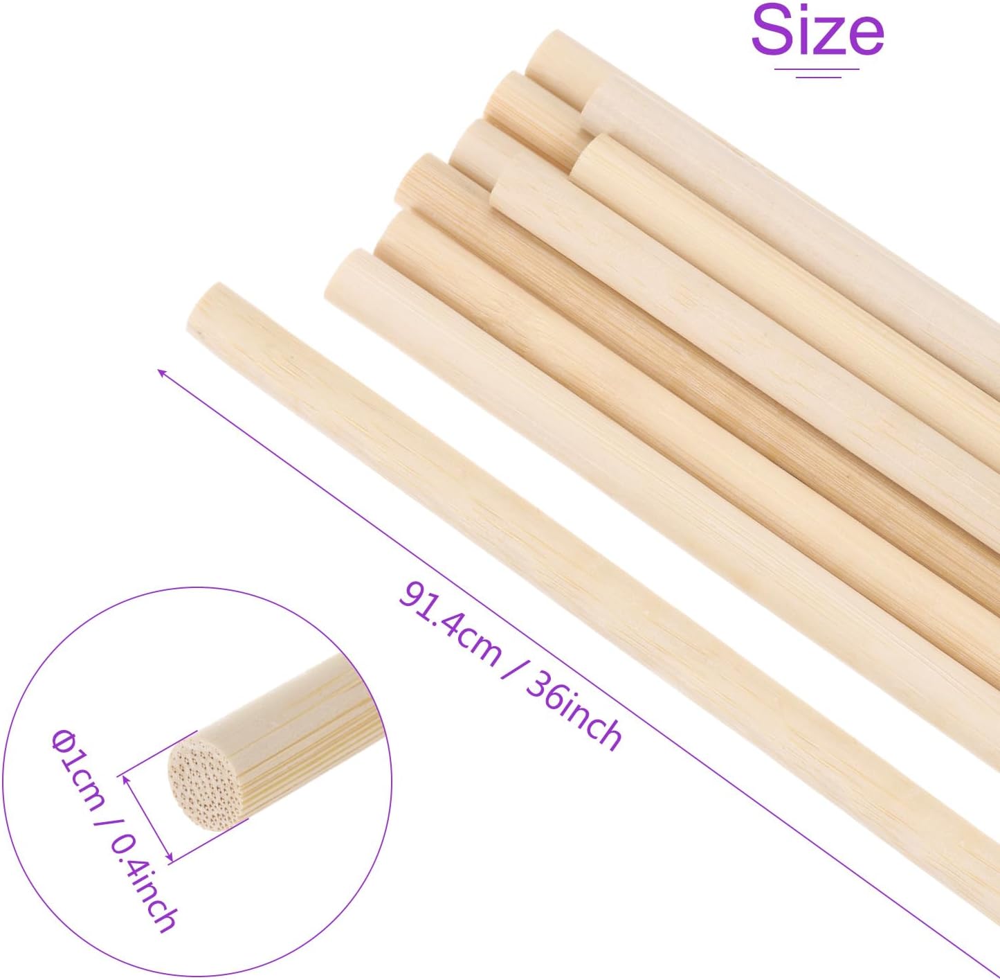 DMiotech 50 Pack 3/8" x 36" Wooden Dowel Rods Unfinished Natural Sticks Wood Craft Sticks for Home Decor Projects and Making DIY Craft,Wood Color