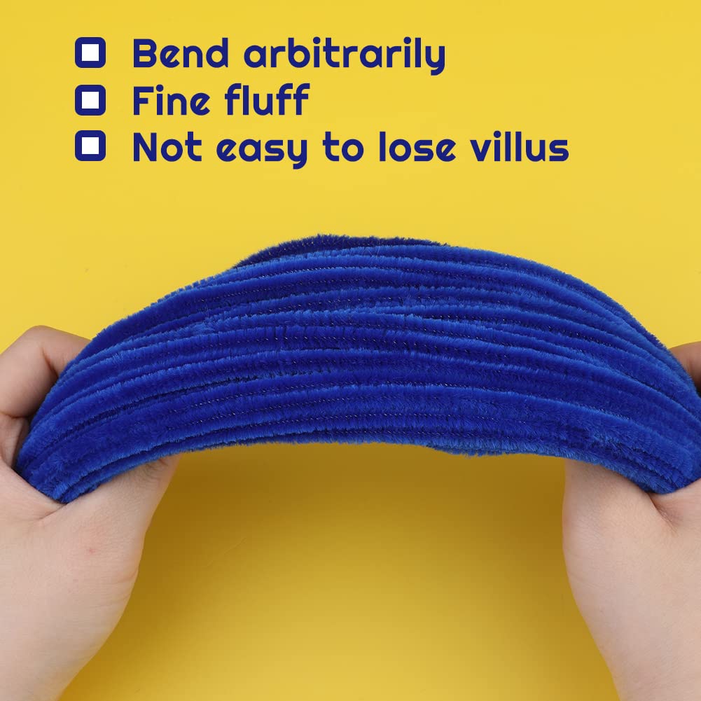60 PCS Blue Pipe Cleaners,Pipe Cleaners Chenille Stem,Pipe Cleaners Bulk,Art Pipe Cleaners for Creative Home Decoration Supplies and Crafts Project