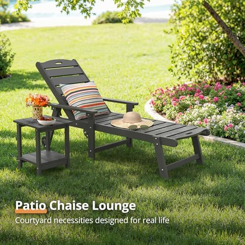 LUE BONA Outdoor Chaise Lounge Chair, 5‑Position, Dark Gray - Image 4