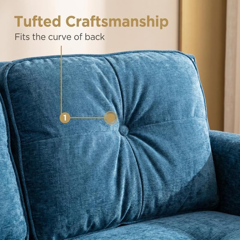 Modern Tufted Fabric Loveseat, Upholstered 2-Seater Couch - Image 4