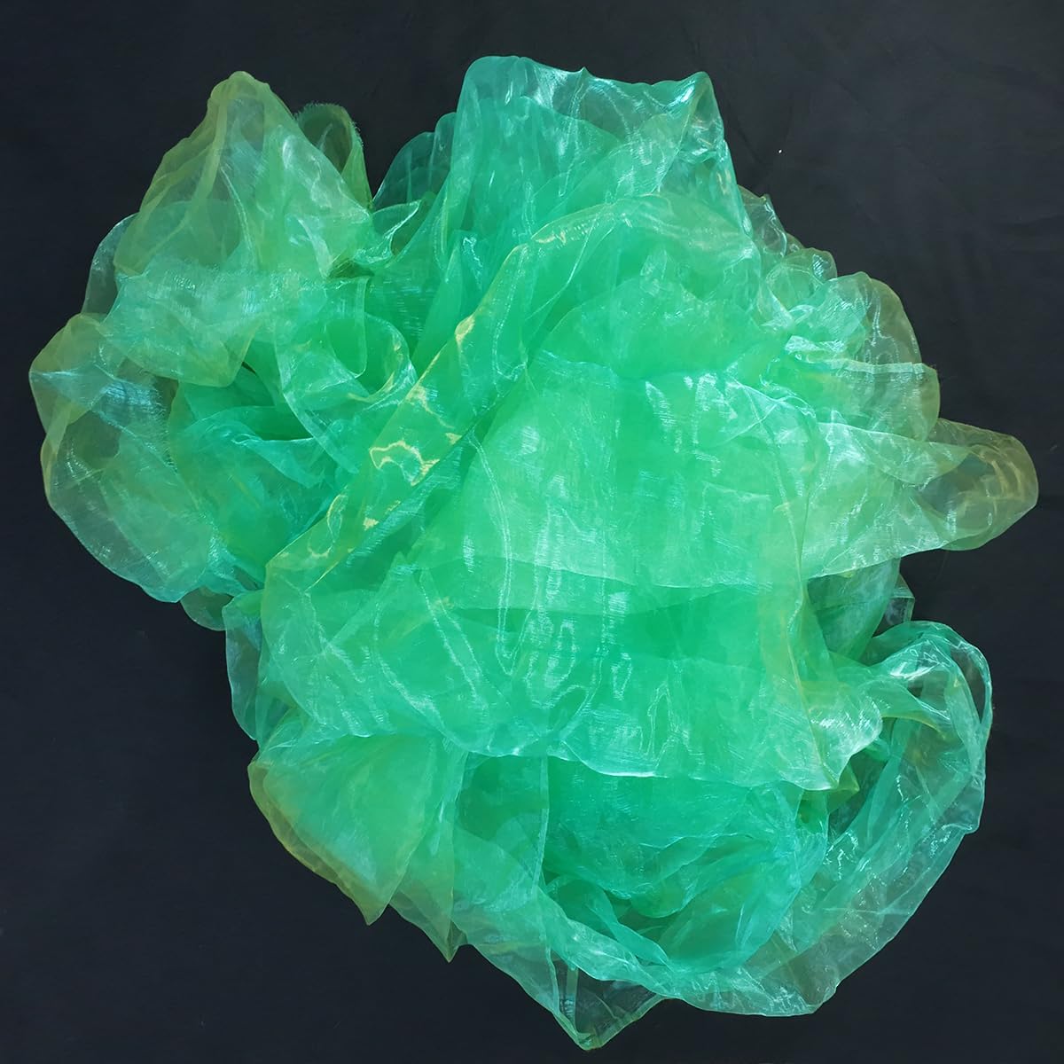 Two-Tone Iridescent Holographic Organza Fabric - 5.5 Yards by The Yard | Lightweight Sheer Tulle | for Wedding Dresses, Party Decor, DIY Crafts, Shiny Backdrops(Grass Green + hint of Yellow)