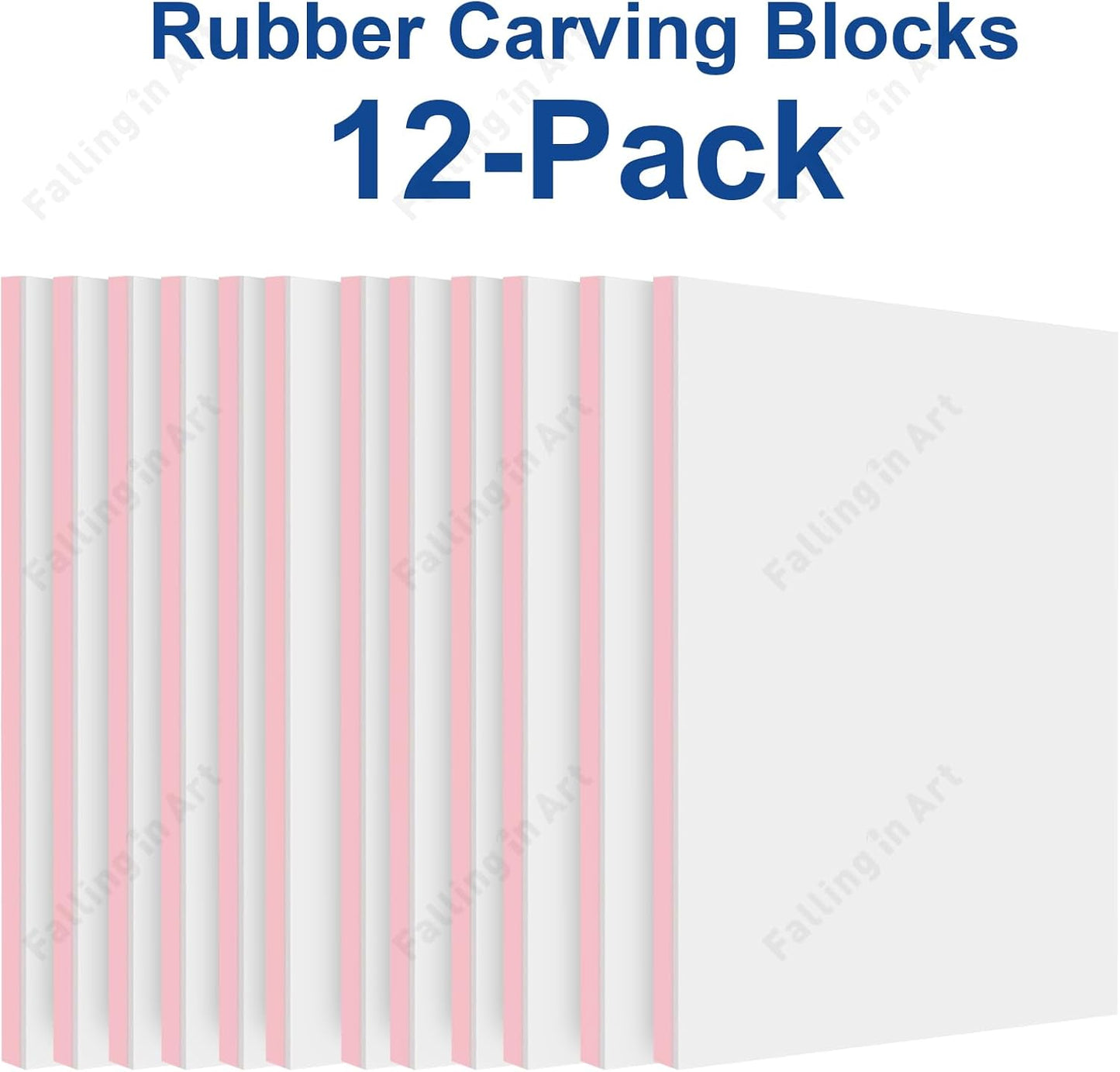 Falling in Art 5 Pack Rubber Carving Block, 4" x 6" Easy Cut Lino Blocks, Soft Linoleum Block for Printmaking, Stamps, Crafts