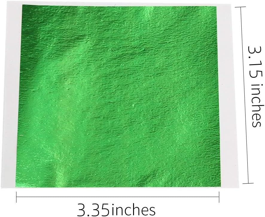 KINNO Gold Leaf Sheets for Art, Green Gold Foil Sheets, 100Pcs, Crafting Papers for Arts Painting Gilding, 3.15 x 3.35 Inches