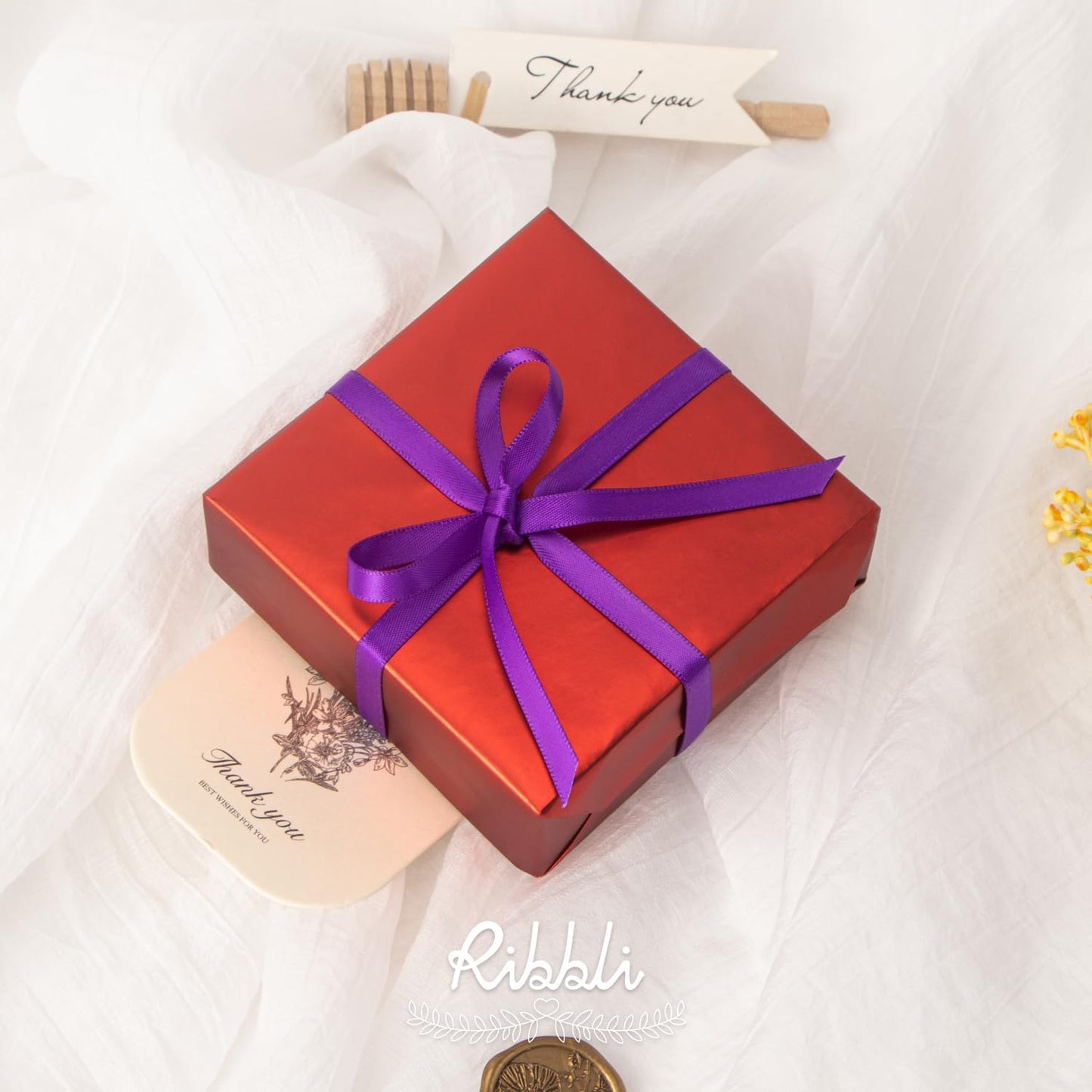 Ribbli Purple Satin Ribbon,Double Faced Satin 1/4 inch x Continuous 50 Yards,Purple Ribbon Use for Bows Bouquet,Gift Wrapping,Wedding Decoration,Floral Arrangement