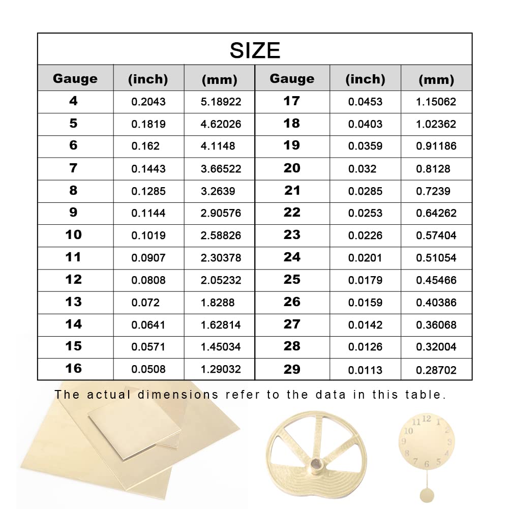 18 Gauge Brass Sheet，H62 Brass Plates Metal 0.039" Thickness x 3.9" Width x 3.9" Lenght, for Models, Crafts, Repairs, Electrical, 2Pcs