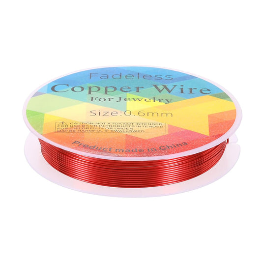 HARFINGTON 13ft Jewelry Wire, 22 Gauge (0.6mm) Brass Craft Soft Metal Tarnish Resistant Copper Beading Wire for Jewelry Making Supplies Crafting, Bright Red