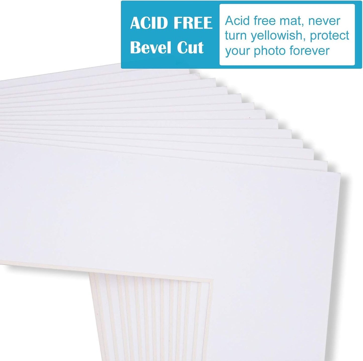 Egofine 5x7 White Picture Mats Pack of 6, Frame Mattes for 4x6 Pictures, Acid Free, 1.2mm Thickness, with Core Bevel Cut