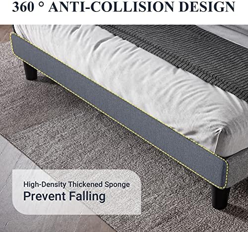 Allewie Queen Bed Frame with Button Tufted Wingback Headboard, Light Grey - Image 6