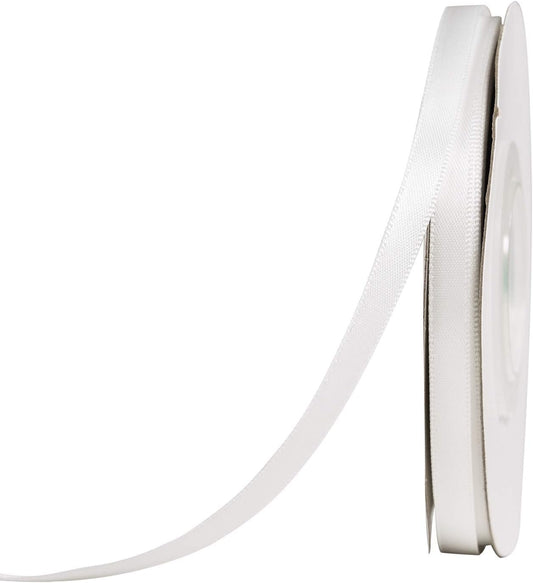 YAMA White Double Faced Satin Ribbon 1/4 Inch 25 Yards Thin White Ribbon for Gift Wrapping Crafts Hair Bows Wedding Party Decoration