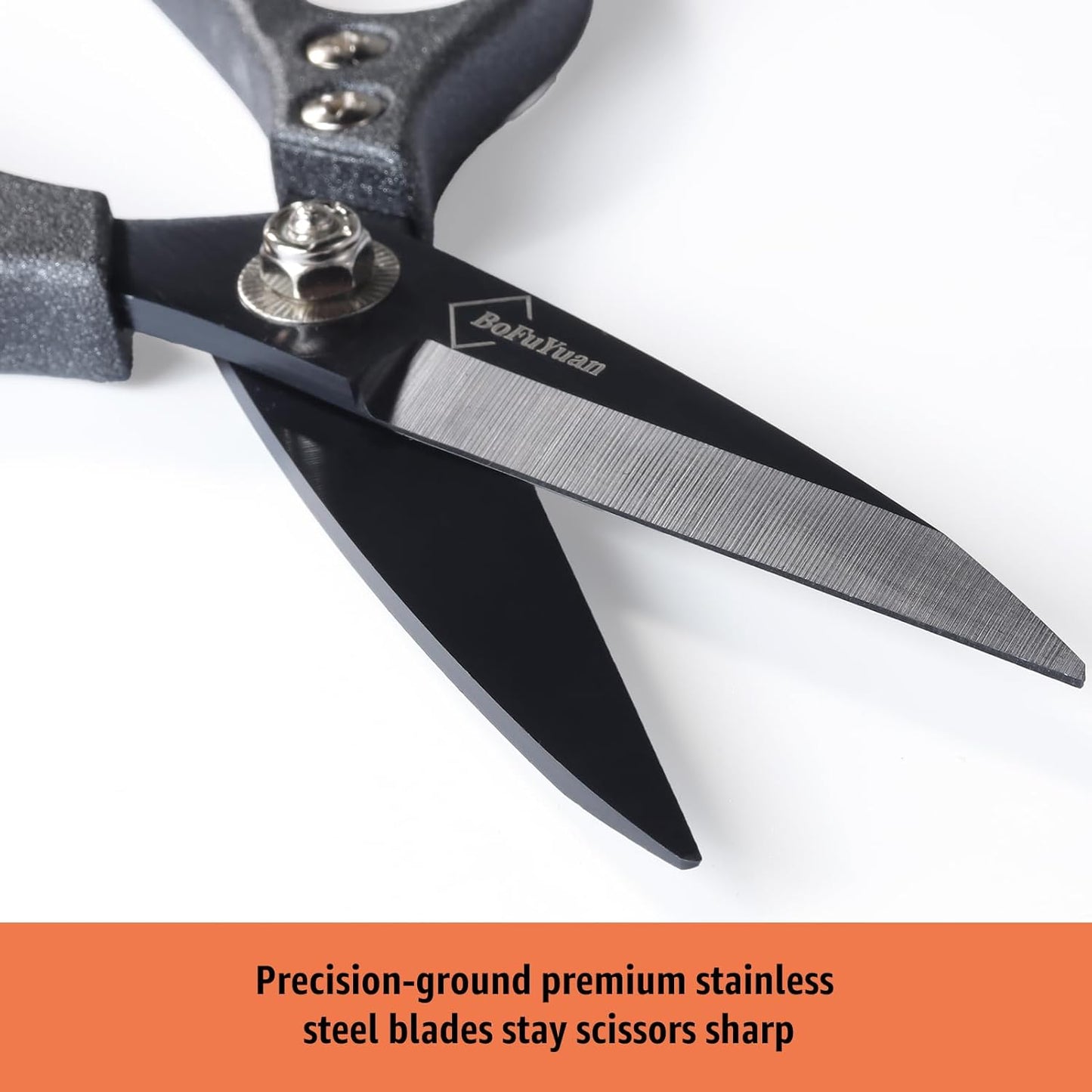 Heavy Duty All Purpose Scissors, Stainless Steel Blades, Frosted Gray Comfort Grip Handle, 8.5 Inch Professional Multipurpose Utility Sharp Shears for Kitchen, Garden, Office, Craft, Sewing