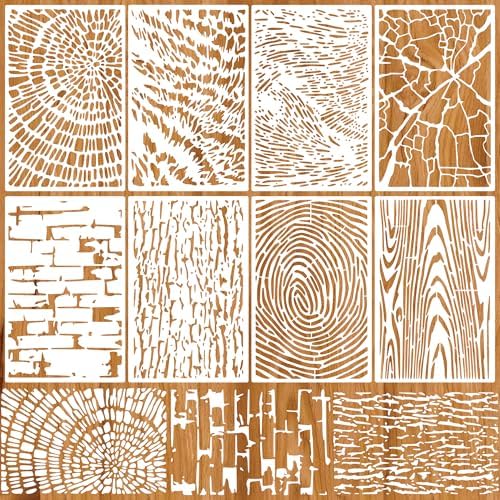 8 Pcs Abstract Texture Brick Stencils by Ancefine