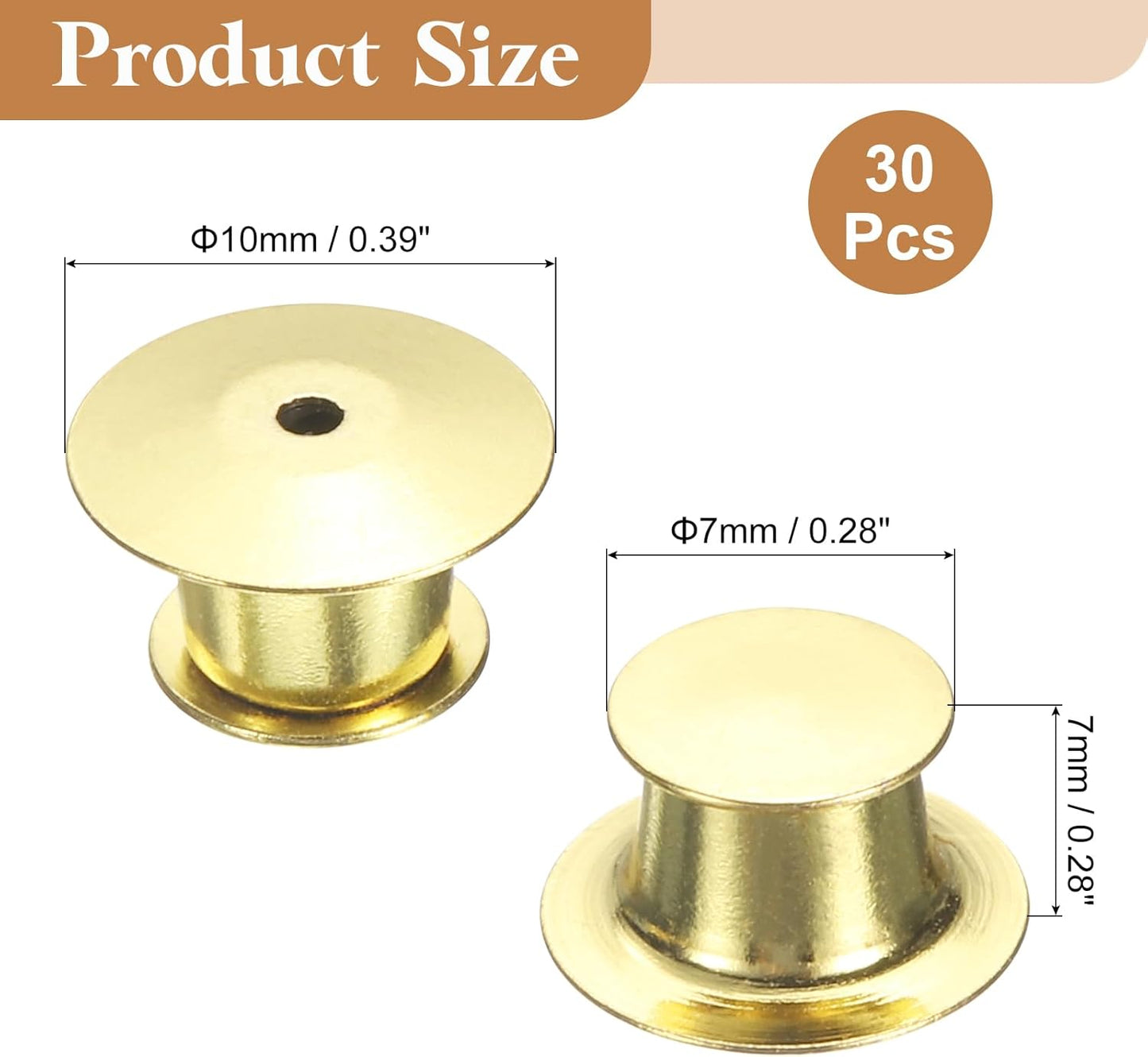 uxcell 30Pcs Metal Locking Pin Backs, Pin Keepers Locking Clasp Flat Head Clamp Needle Back Lock for DIY Brooch Crafts Badges Enamel Lapel, Gold