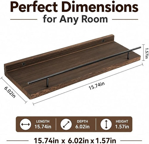 3-Piece Rustic Wood Floating Shelves - Image 2