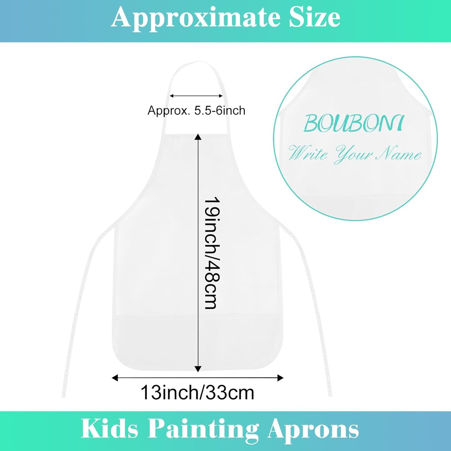 12 Pieces White Kids Painting Aprons Kid Art Apron with 2 Roomy Pockets Kids Aprons for Painting Activity Kitchen Crafts