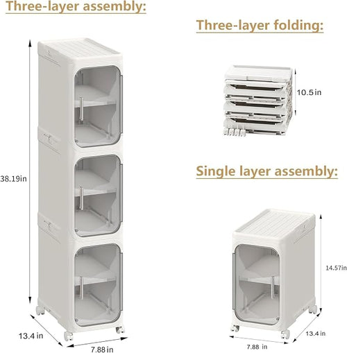 3-Tier Tall Narrow Storage Cabinet, Slim Bathroom Storage Cabinet - Image 2