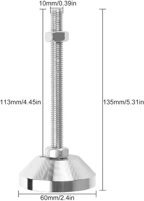 4PCS Heavy Duty Leveling Feet M10 Adjustable Furniture Leveling Screw Leg - Image 2