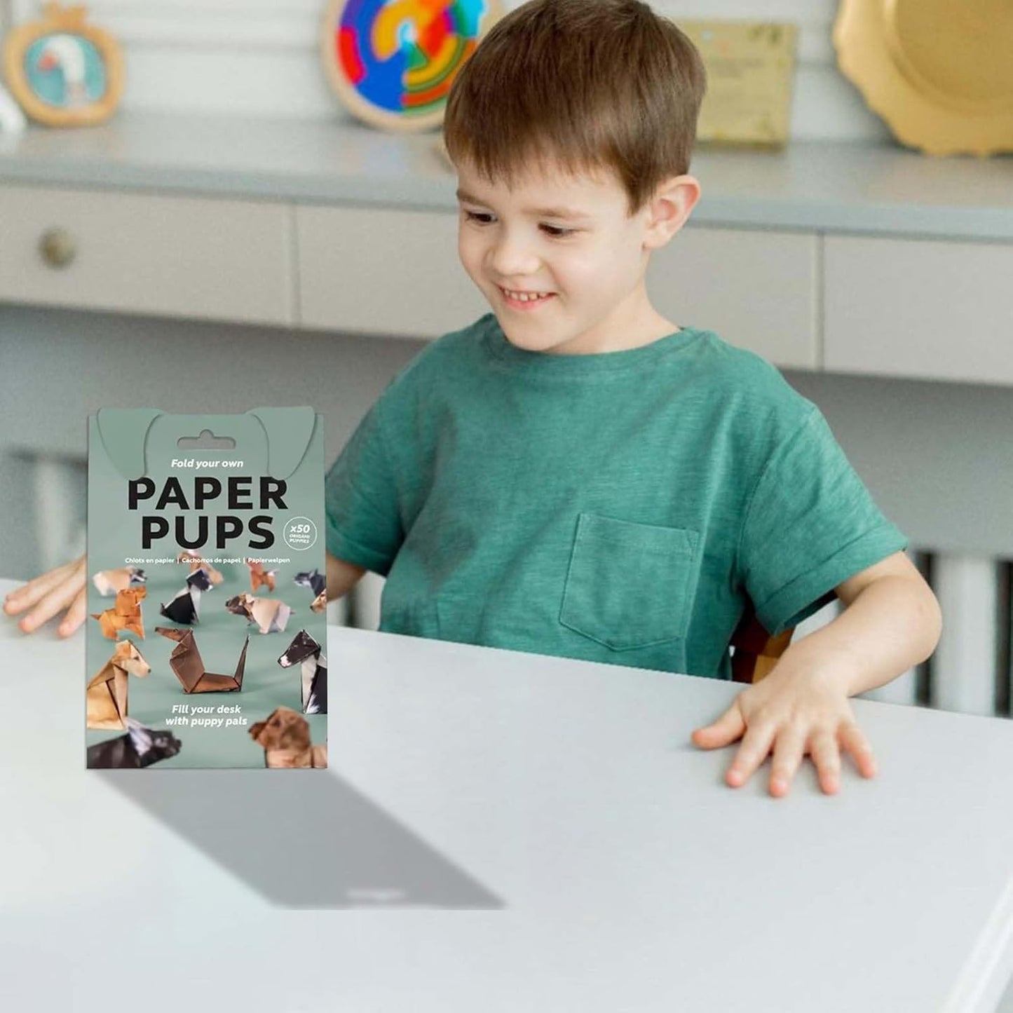 DIY Paper Cats Kit, Cute Kitten Origami Papercraft Kit, 50 Sheets DIY Origami Paper to Fold Cute Cat / Dog / Dinosaur Figures for Teens & Adults, Desk Decoration & Gift for Cat Lovers