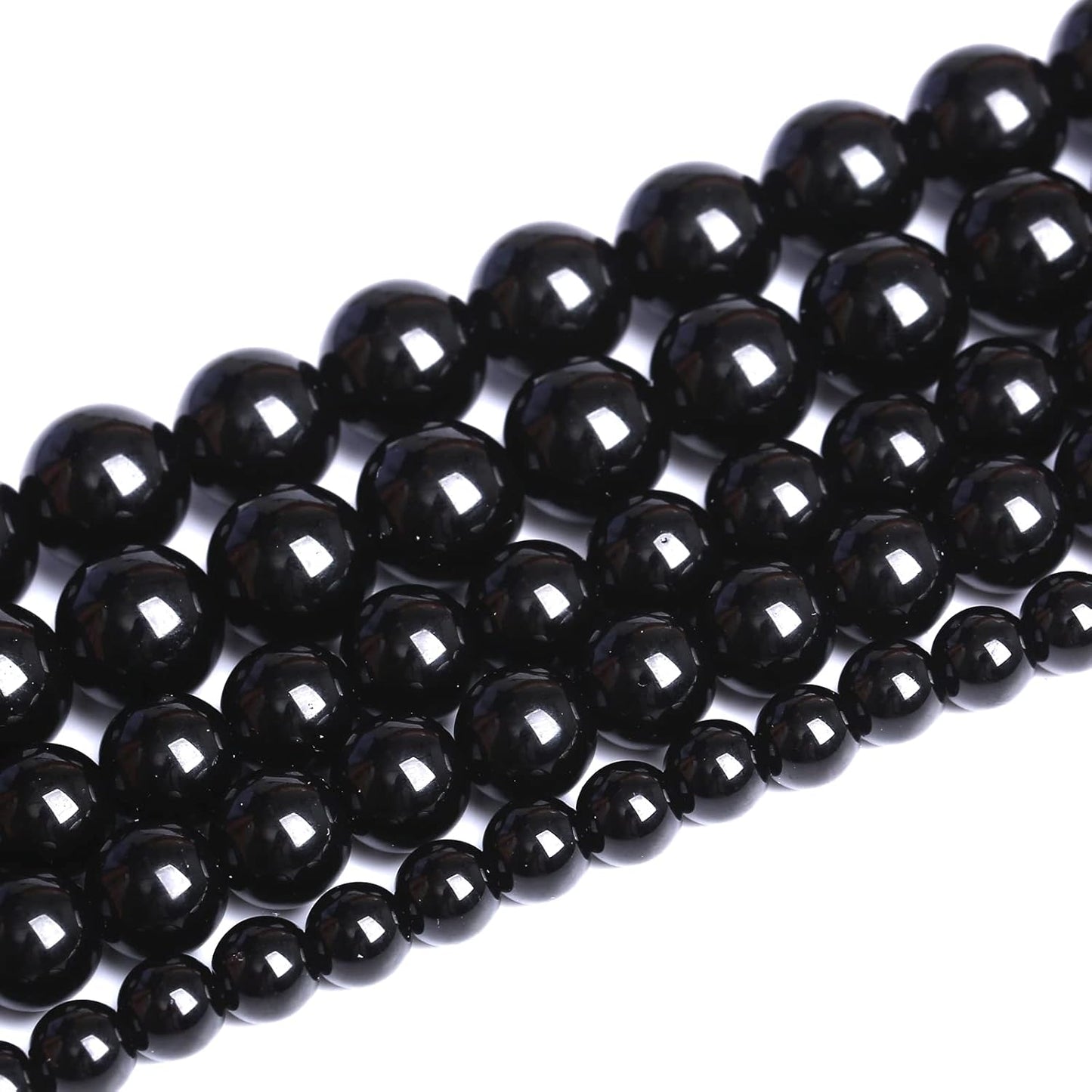 4mm 186pcs Natural Black Agates Onyx Stone Beads Smooth Round Loose Spacer Beads for Jewelry Making DIY Bracelets 32" 2 Strands