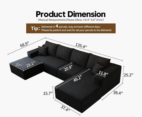 135.4"Cloud Modular Sectional Couch - Image 2