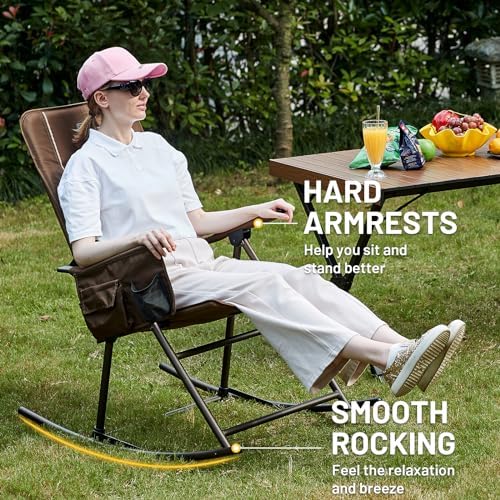 Timber Ridge 3-Level Adjustable Rocking Camping Chair, Padded High Back Outdoor - Image 5