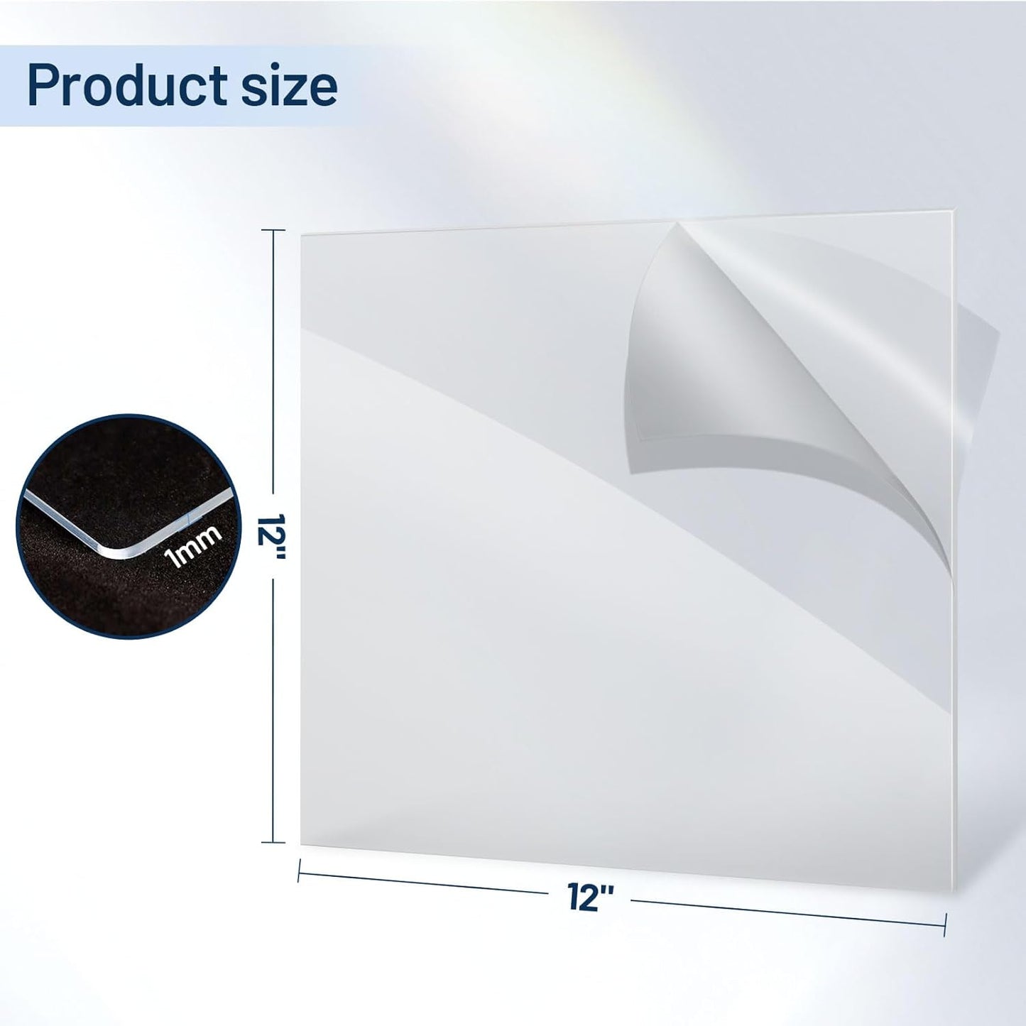 10 Pack 12”x12” x0.04” Clear PET/Plexiglass Sheet, INDSTONE Transparent Flexible Plastic Sheet 12x12, Clear Plastic Sheet for Crafts, Picture Frames, Painting, Sign Blank