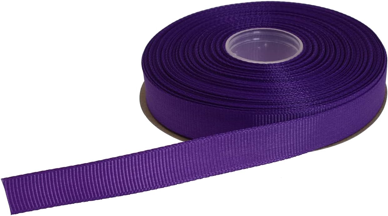 Solid Grosgrain Ribbon 25 Yard Each Roll 100% Polyester Woven Edge (1/2", Purple)