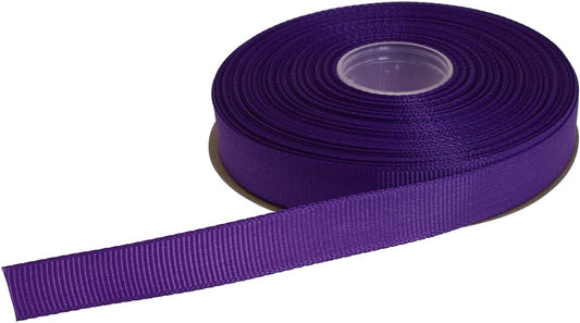 Solid Grosgrain Ribbon 25 Yard Each Roll 100% Polyester Woven Edge (3/8", Purple)
