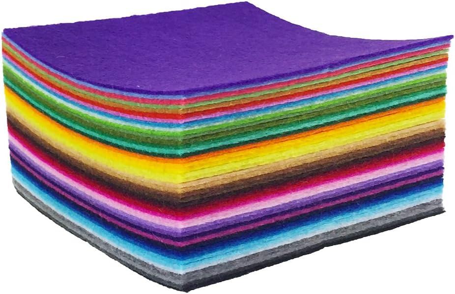 flic-flac 44PCS 12 x 12 inches (30 x 30cm) Assorted Color Felt Fabric Sheets Patchwork Sewing DIY Craft 1mm Thick … (30cm * 30cm, 44pcs)