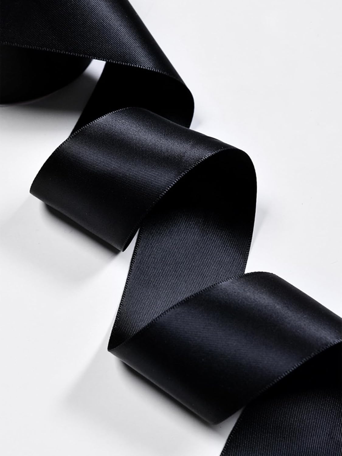 1-1/2" x 50 Yards Black Polyester Satin Ribbon Single Faced Fabric Ribbons for Gift Wrapping, Crafting, Floral Arrangements, Flower Bouquet, Wedding, Home Decor