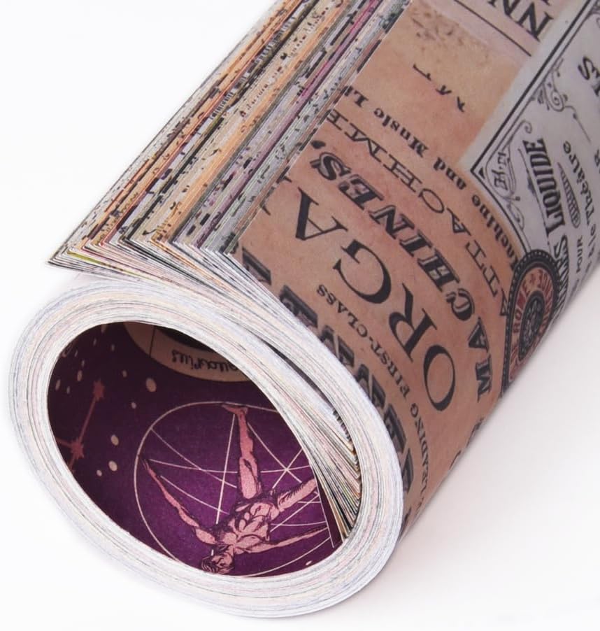 Square Origami Paper 6x6 Double Sided 50 Sheets 50 Colors 70GSM Origami Kit Japanese Chiyo Easy Fold Arts Crafts DIY Handwork Beginner Retro Newspapers