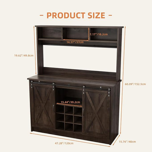 4ever2buy Farmhouse Coffee Bar Cabinet - Image 2
