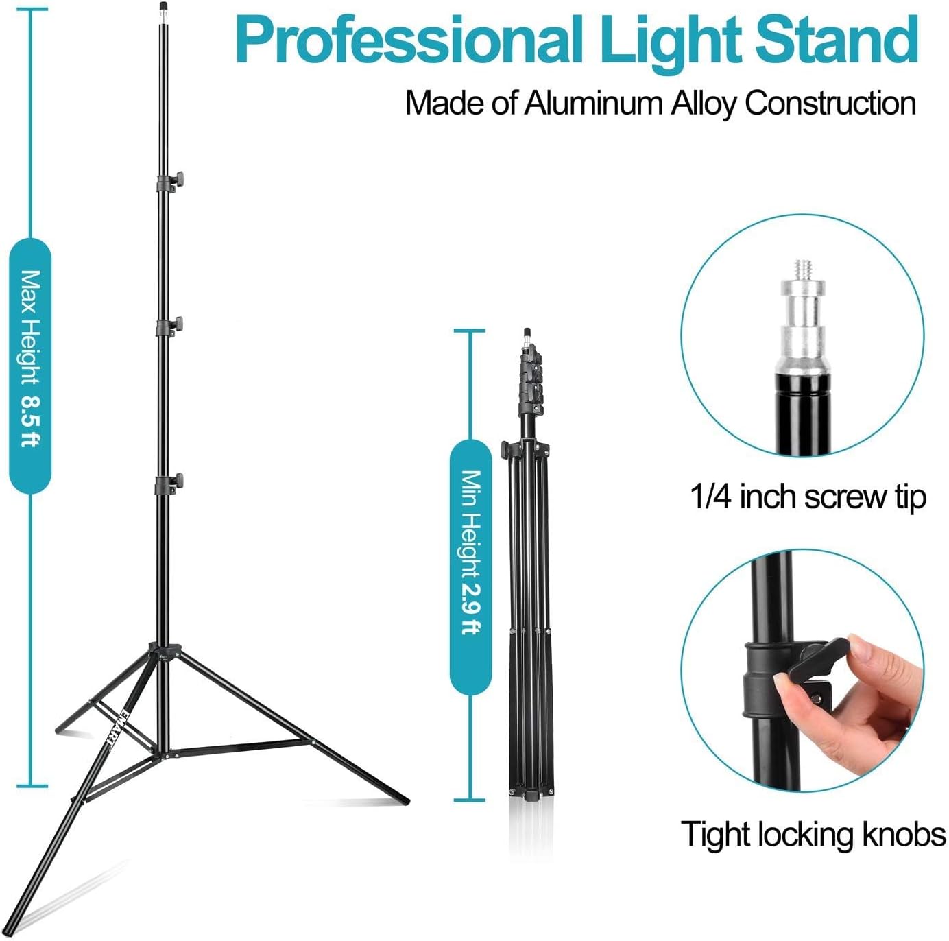 EMART 8.5FT Photography Green Screen Background Reflector Disc Holder Clip with Light Stand for Diffuser, Pop Up Backdrop, Photo, Video Studio, Meeting,Live Streaming, Youtuber