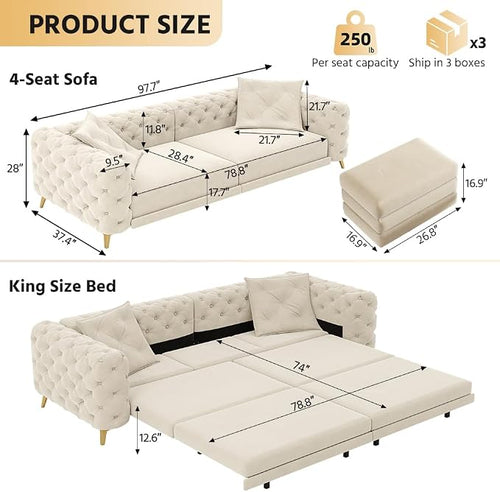 97.7" Convertible Queen Sleeper Sofa - Image 2