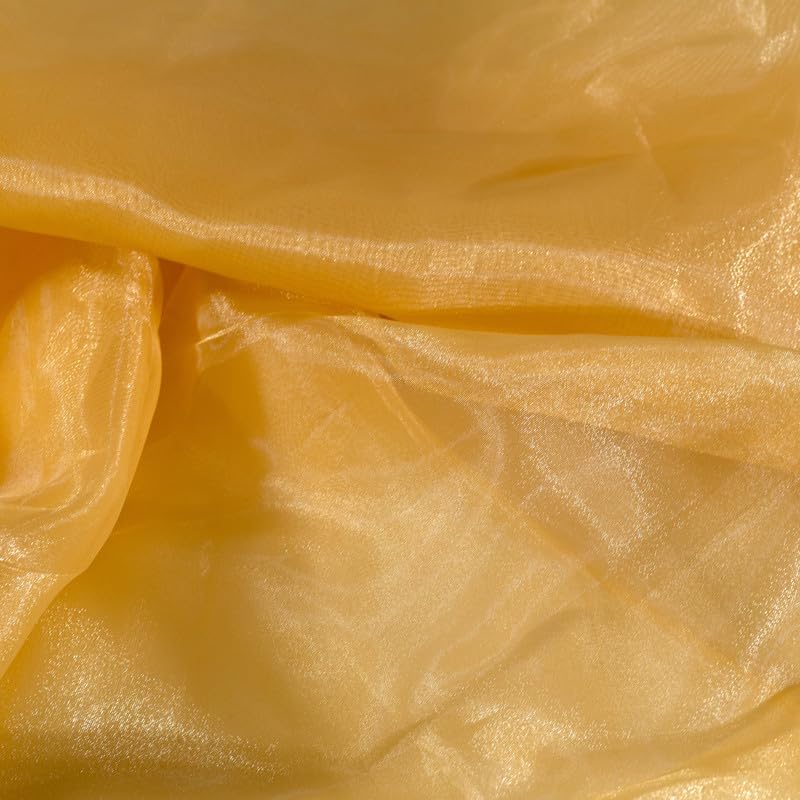 Fynite Champagne Gold Organza Fabric by The Yard | 10 Yard Long | 44" Wide | Bridal Soft Sheer Organza Tulle for DIY Wedding Dress Fashion Craft Decorations