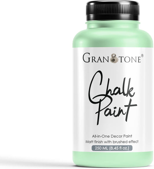 GRANOTONE Chalk Paint for Furniture | Matt-Finish Water-Based Acrylic Paint for Wood, Walls, Metal, Glass, Paper, Fabric Canvas | Maximum Coverage Chalk Paint for Kids & Adults, 120 Ml (MINT)