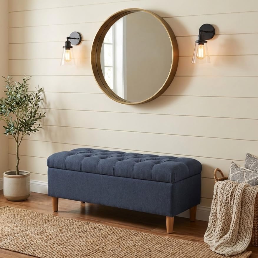 HomePop 40" Ainsley Button Tufted Storage Bench - Image 2