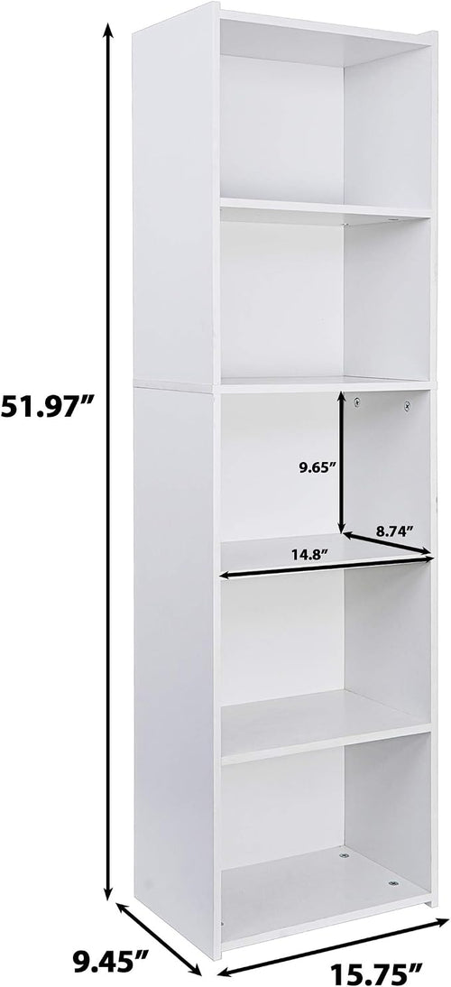 5 Tier Open Bookshelf, 52 Inch Bookcase Storage Rack - Image 2