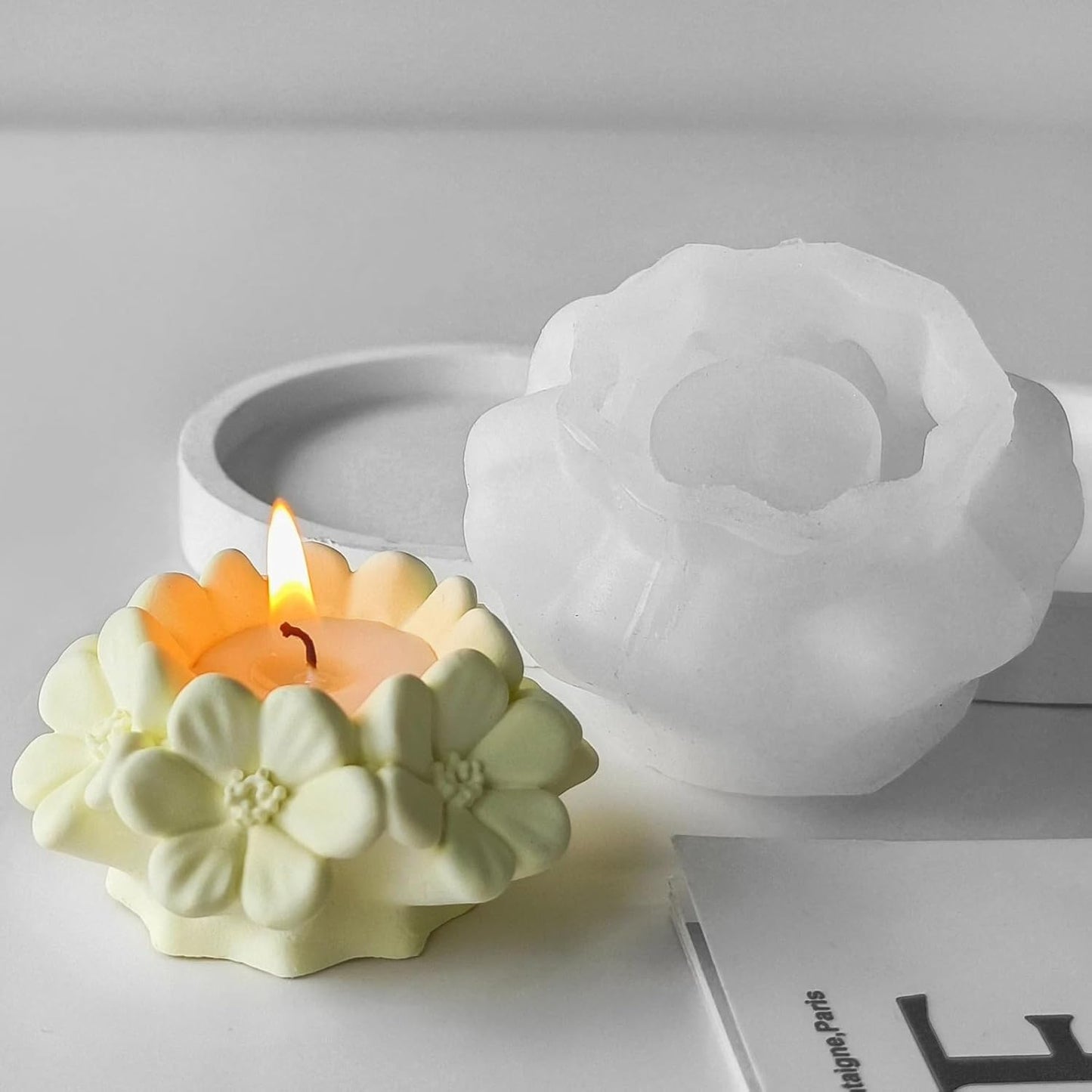 Wehous Cherry Blossom Candle Molds for Candle Making, 3D Flower Silicone Molds for Resin Candle Soap Wax, Flower Fondant Chocolate Ice Cake Decoration Mold, DIY Floral Casting Clay Concrete Art Craft