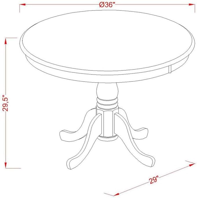 East West Furniture AMT-WLW-TP Antique Kitchen Dining Table - Image 3
