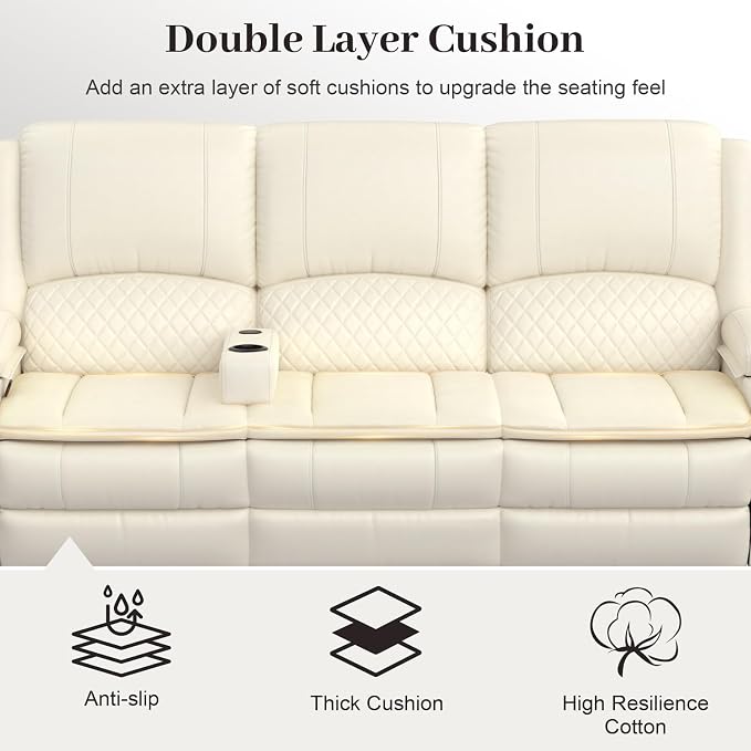 Yolsali 3-Seater Recliner Sofa, Manual Reclining Couch - Image 5