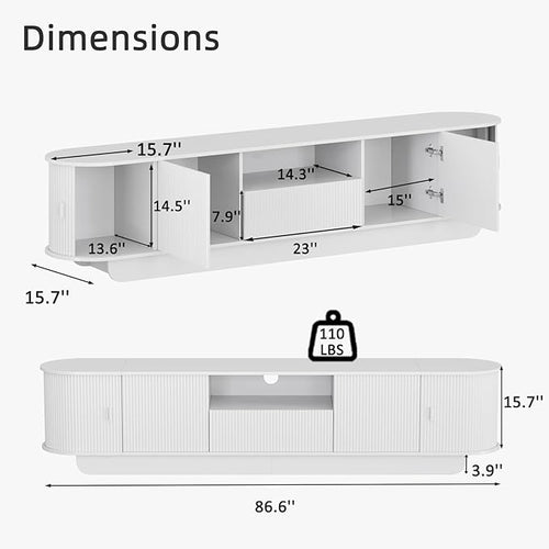 86.61'' Tambour TV Stand for 55-85 Inch, Modern Entertainment Center - Image 2