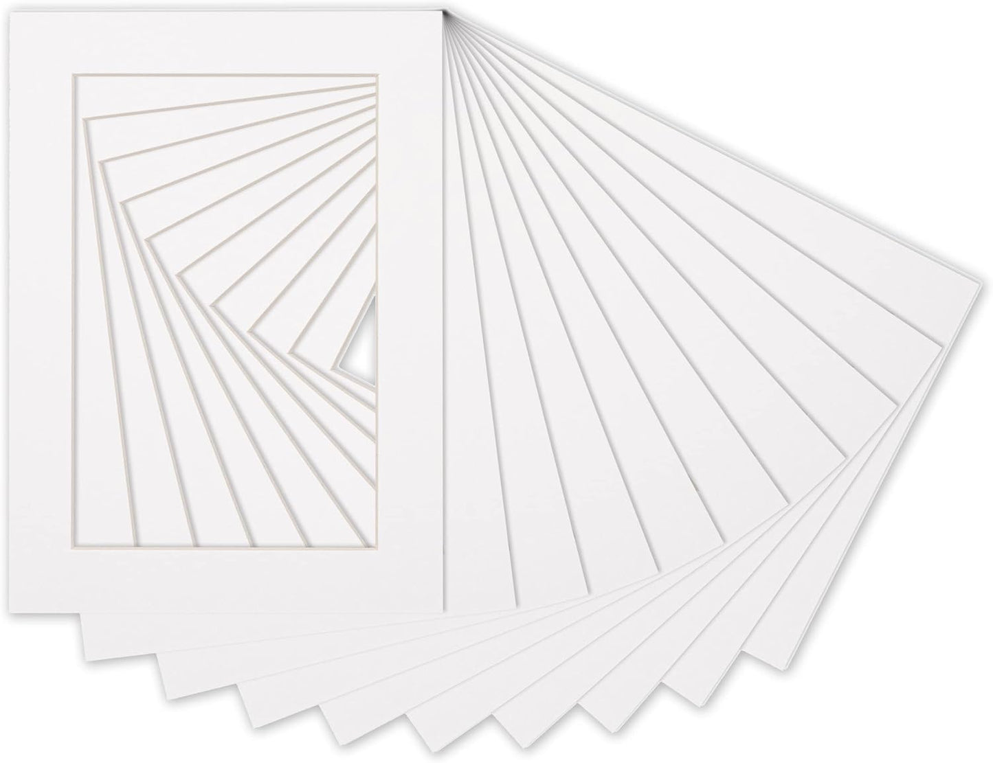 Pack of 25 Acid Free 8x10 Mats Bevel Cut for 5x8 Photos - White Precut Matboards with Backing Boards and Clear Photo Mat Bags for Pictures, Photos, Framing - 4-ply Thickness