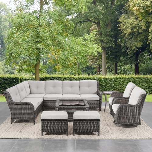 Belord 8 Piece Wicker Patio Furniture Set, Outdoor Swivel Rocker Chairs Set of 2 by Belord
