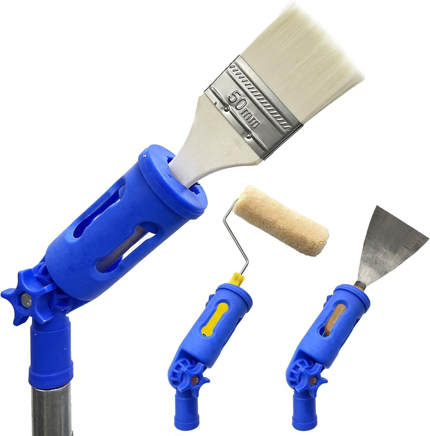 Multi-Angle Paint Brush Extender, 1 PCS Extension Pole Attachments for Paint Brushes and Rollers, with Rotating Head, Great for High Ceilings, Corners, Edges