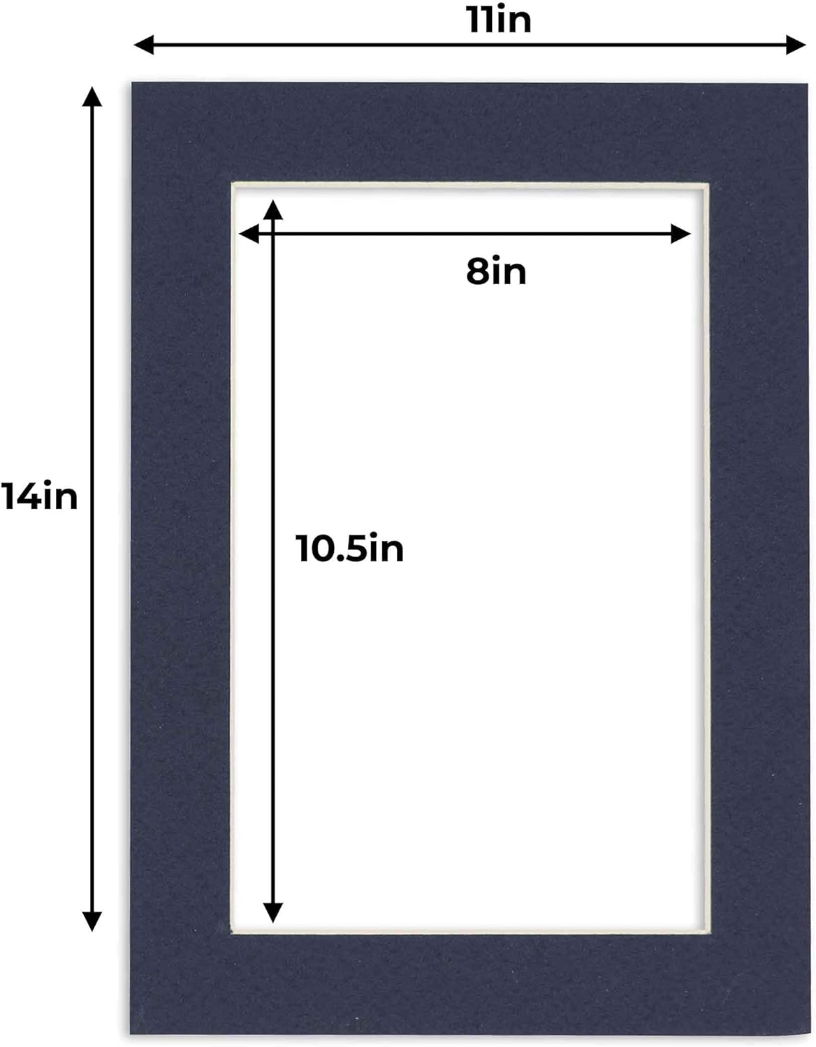 11x14 Mat for 8.5x11 Photo - Precut Navy Picture Matboard for Frames Measuring 11 x 14 Inches - Bevel Cut Matte to Display Art Measuring 8.5 x 11 Inches - Acid Free Pack of TEN MATS
