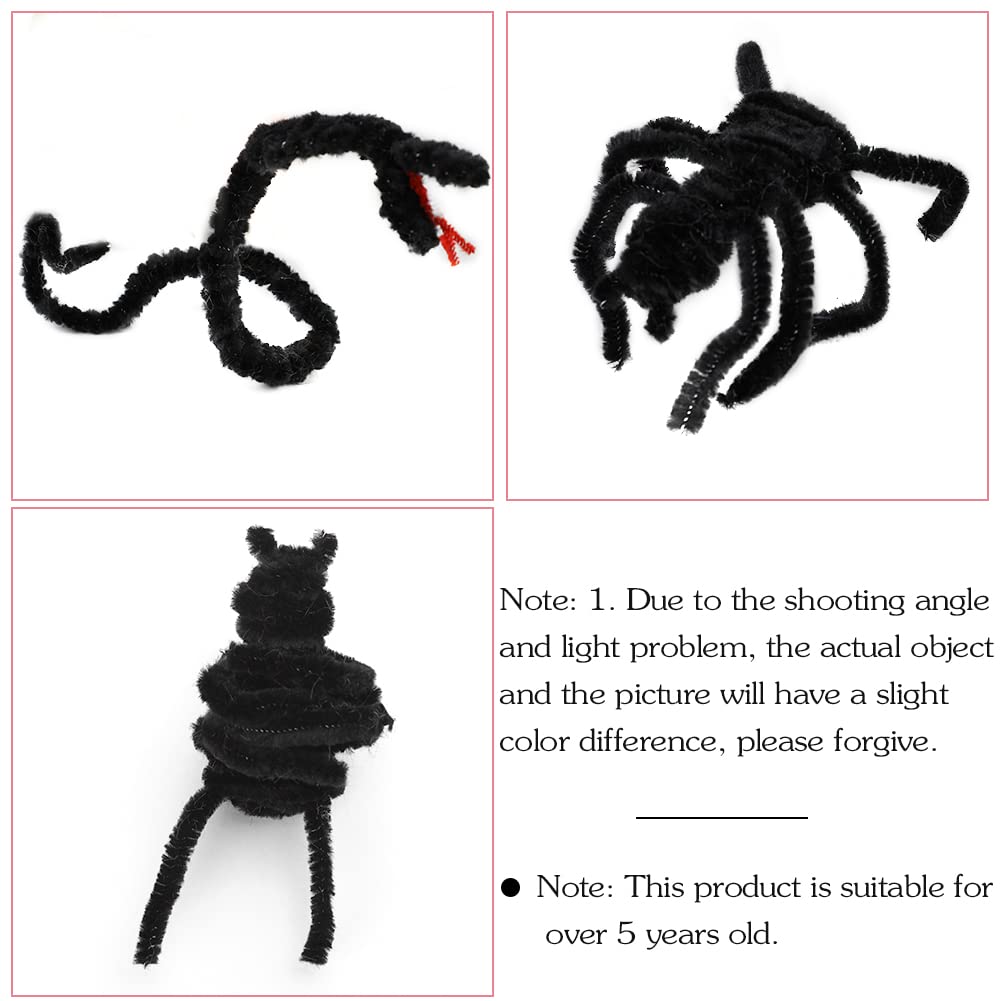 60 PCS Black Pipe Cleaners - Bulk Art & Craft Pipe Cleaners Chenille Stem for Creative Home Decoration and Arts Crafts