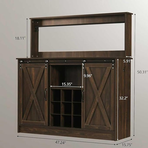 4ever2buy Farmhouse Coffee Bar Cabinet - Image 2