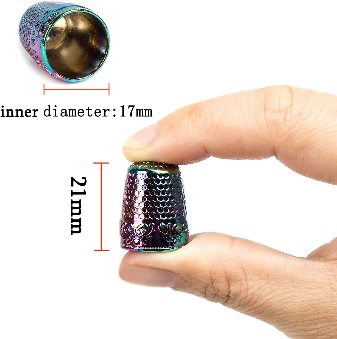 ZESION 4Pcs Sewing Thimbles, Metal Thimbles for Hand Sewing Finger Protector, Quilting Craft Accessories for Knitting Needlework DIY Tools, Dazzling